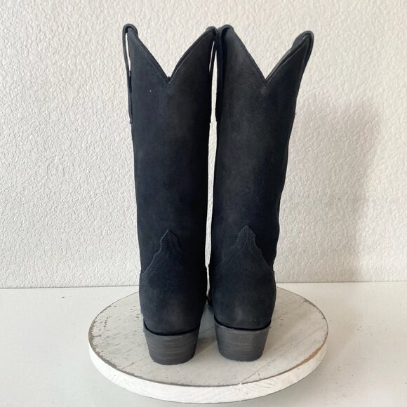 Black Suede Heeled Boots - Picture 3 of 14